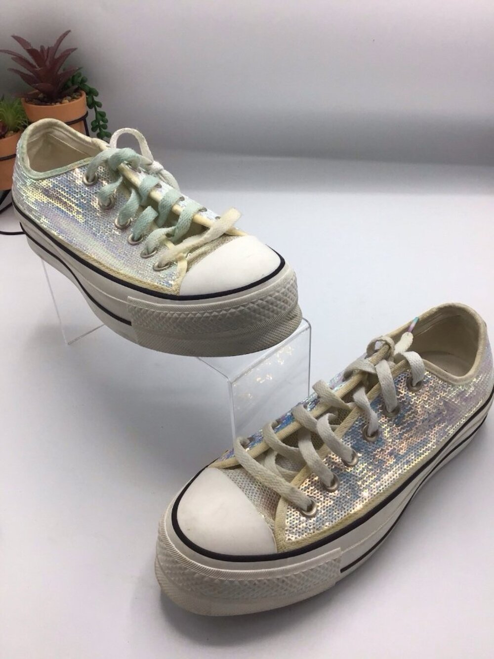 Converse Chuck Taylor Platform Low Tops W8 Sequins Glitter
